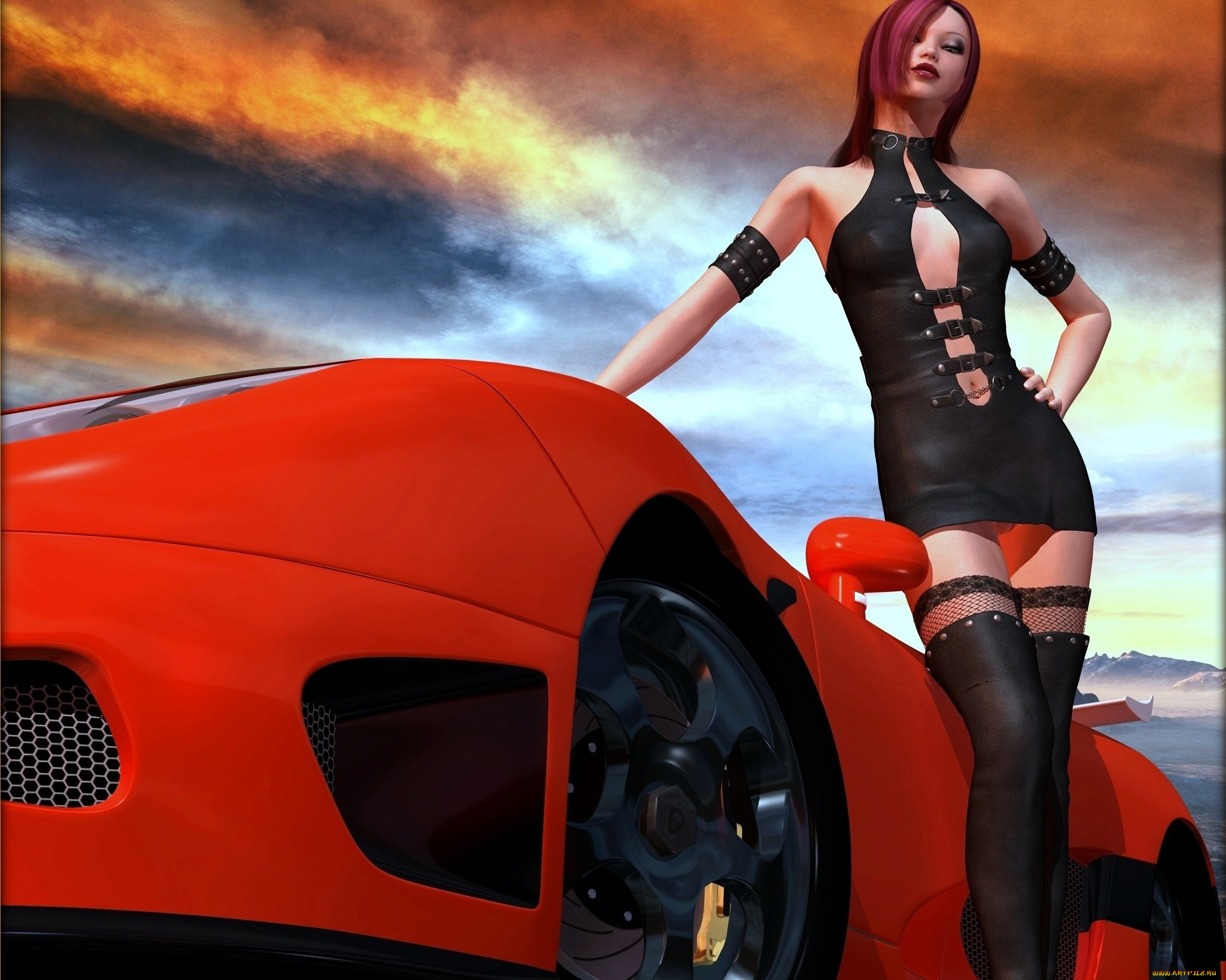 , 3d car&girl, , , , 